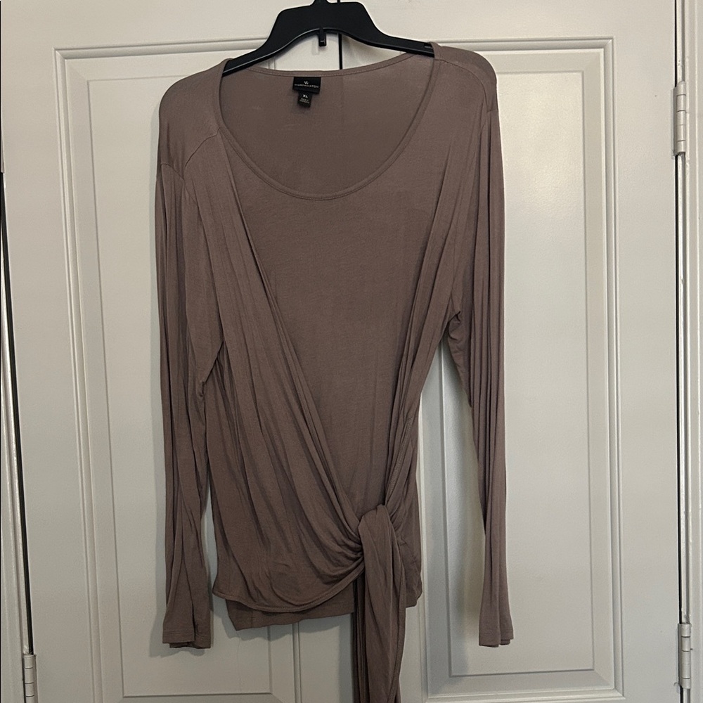 Worthington Mocha Long Sleeve Wrap Top